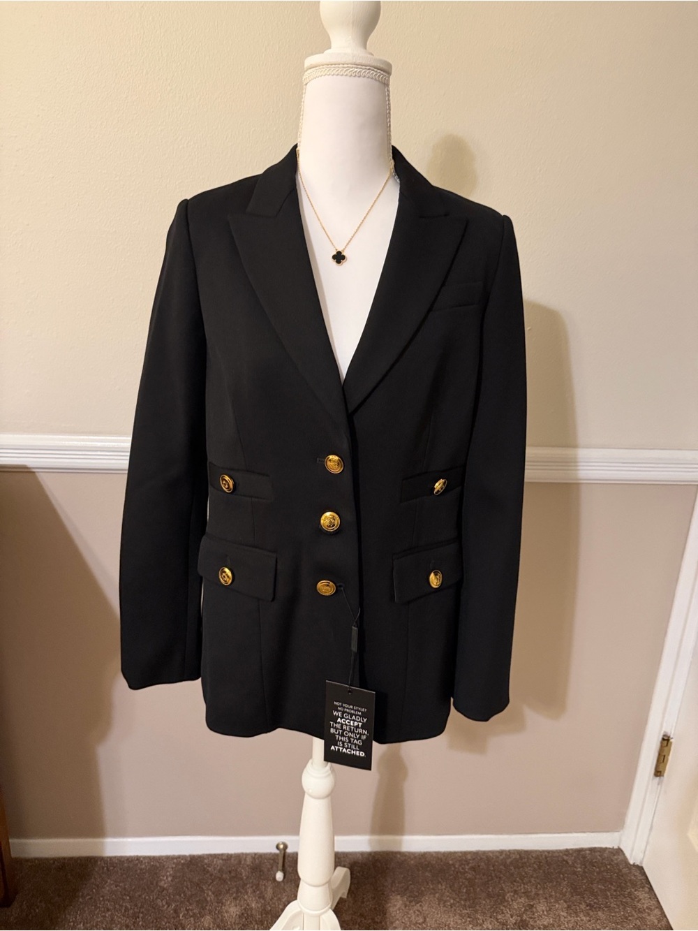 White House Black Market Black Blazer with Gold Buttons